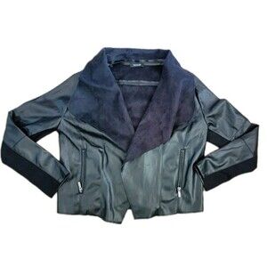 Escalier Jacket Blazer Size Large Vegan Leather Suede Black